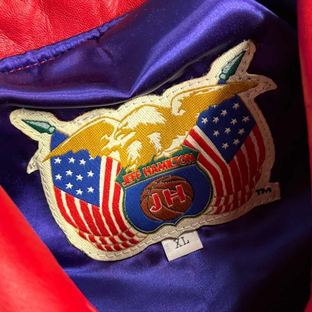 1998 Jeff Hamilton Chicago Bulls NBA 3 Peat Championship Leather Jacket Size XL - Picture 8 of 13